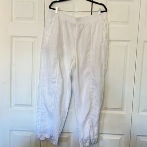 EUC Wrap London White 100% Linen Pants Plus Size Coastal French Women's 16